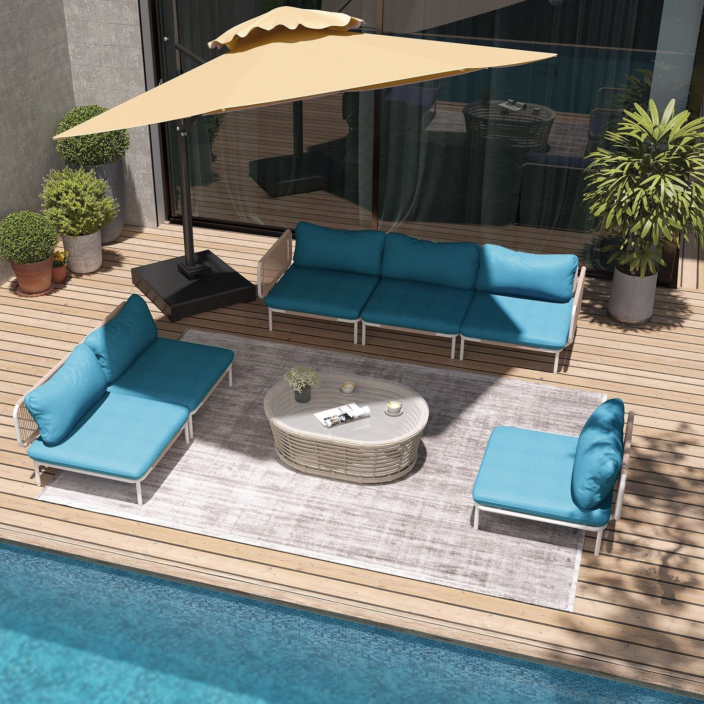 Divano componibile da esterno Pellebant, set di sedute da conversazione per patio