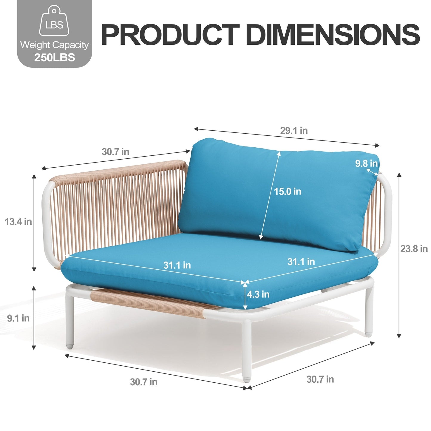 Divano componibile da esterno Pellebant, set di sedute da conversazione per patio