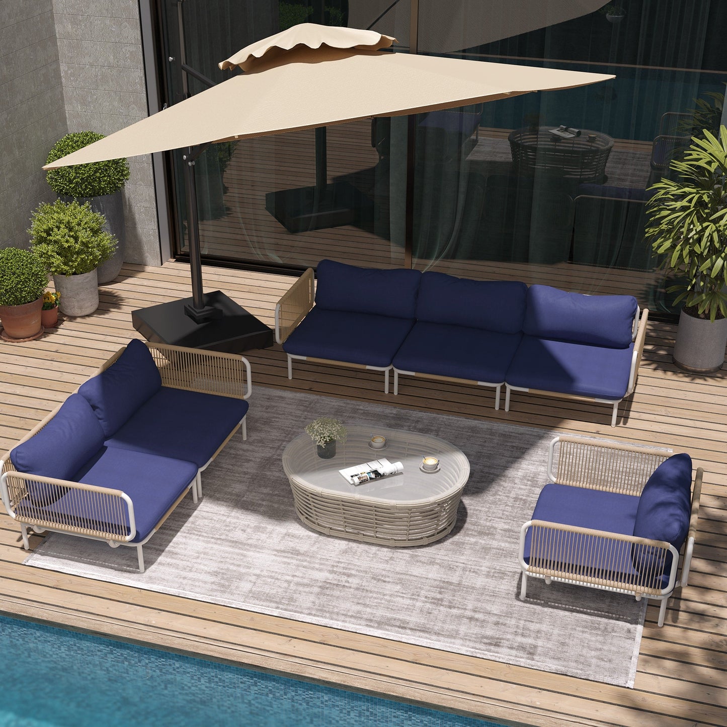 Divano componibile da esterno Pellebant, set di sedute da conversazione per patio