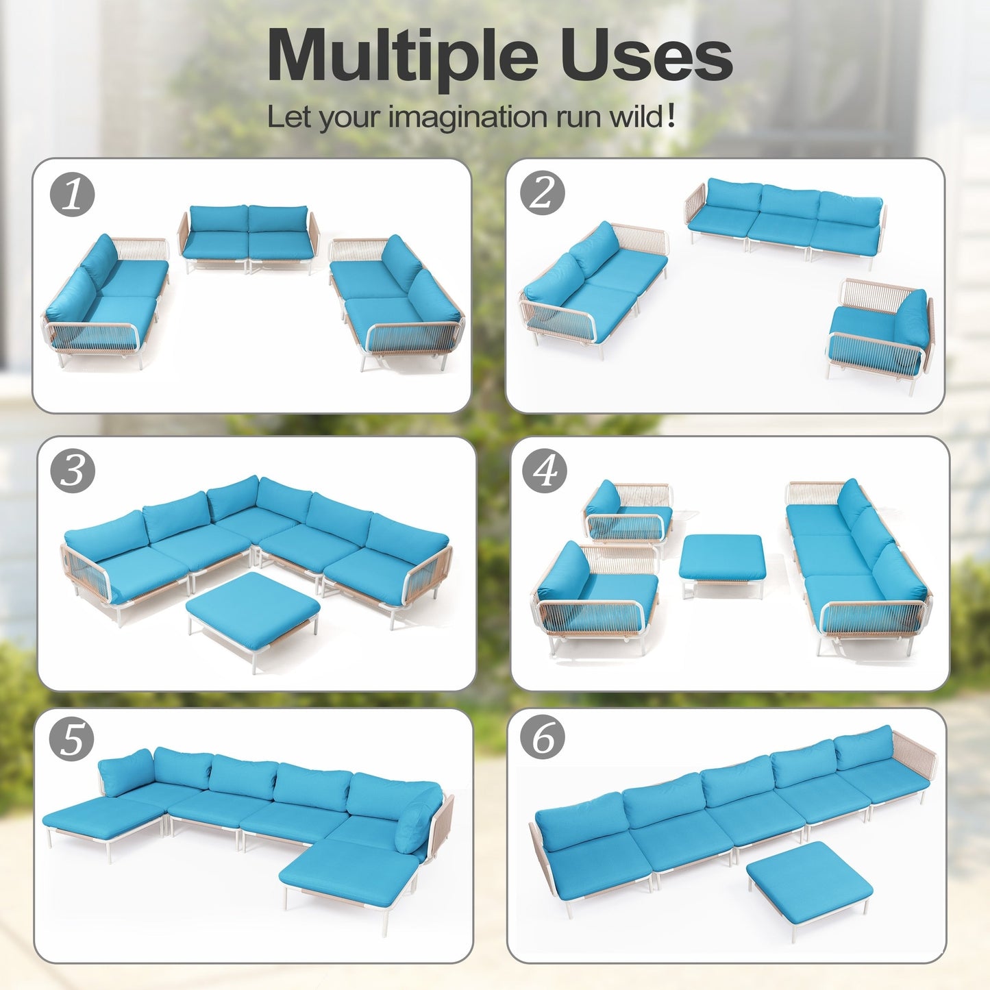 Divano componibile da esterno Pellebant, set di sedute da conversazione per patio