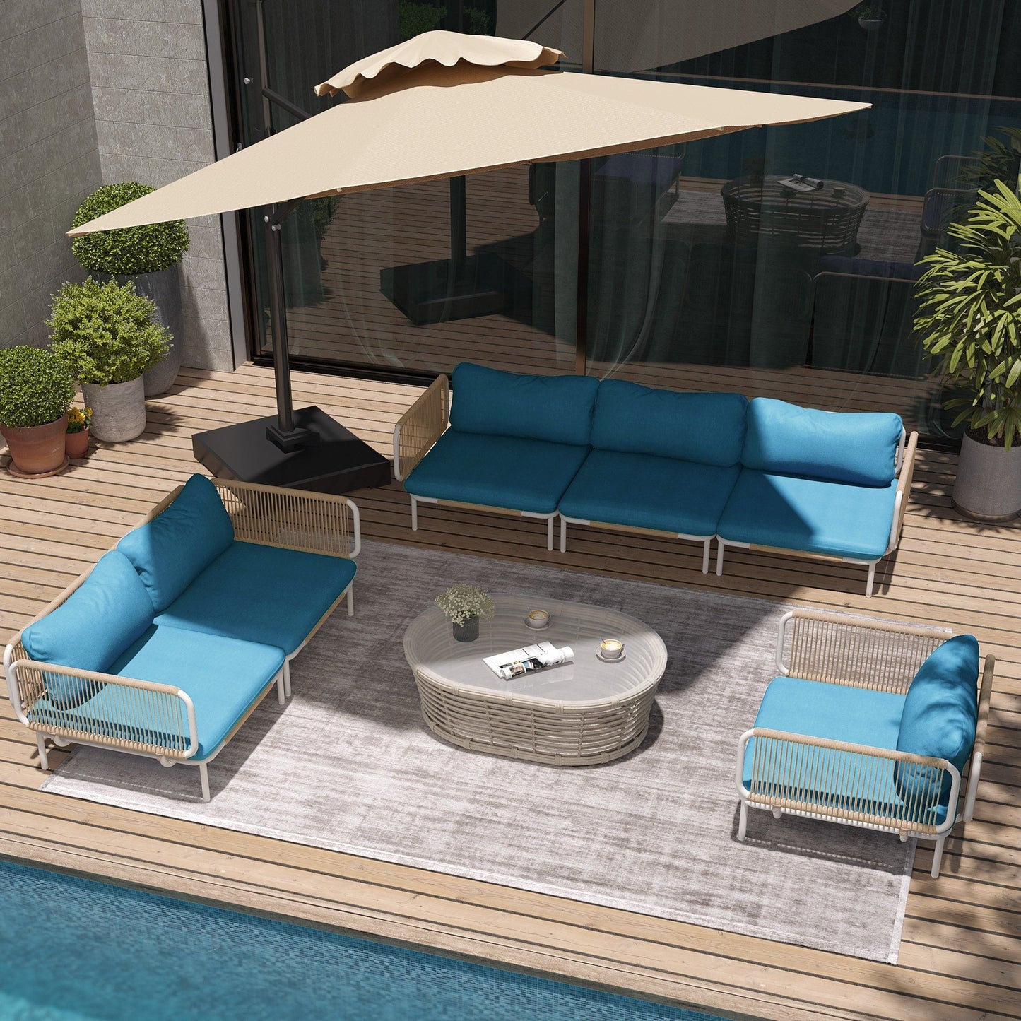 Divano componibile da esterno Pellebant, set di sedute da conversazione per patio