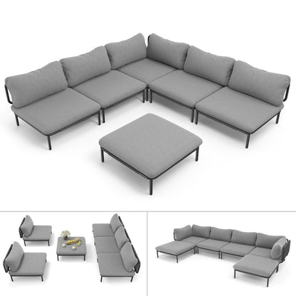 Divano componibile da esterno Pellebant, set di sedute da conversazione per patio