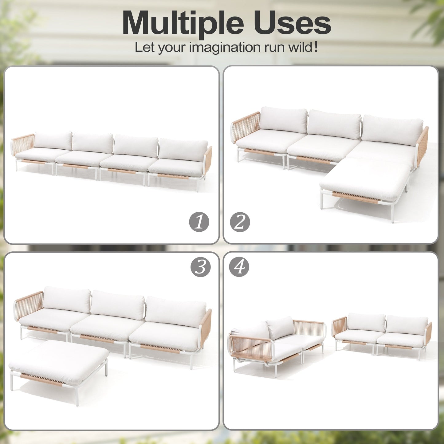 Divano componibile da esterno Pellebant, set di sedute da conversazione per patio