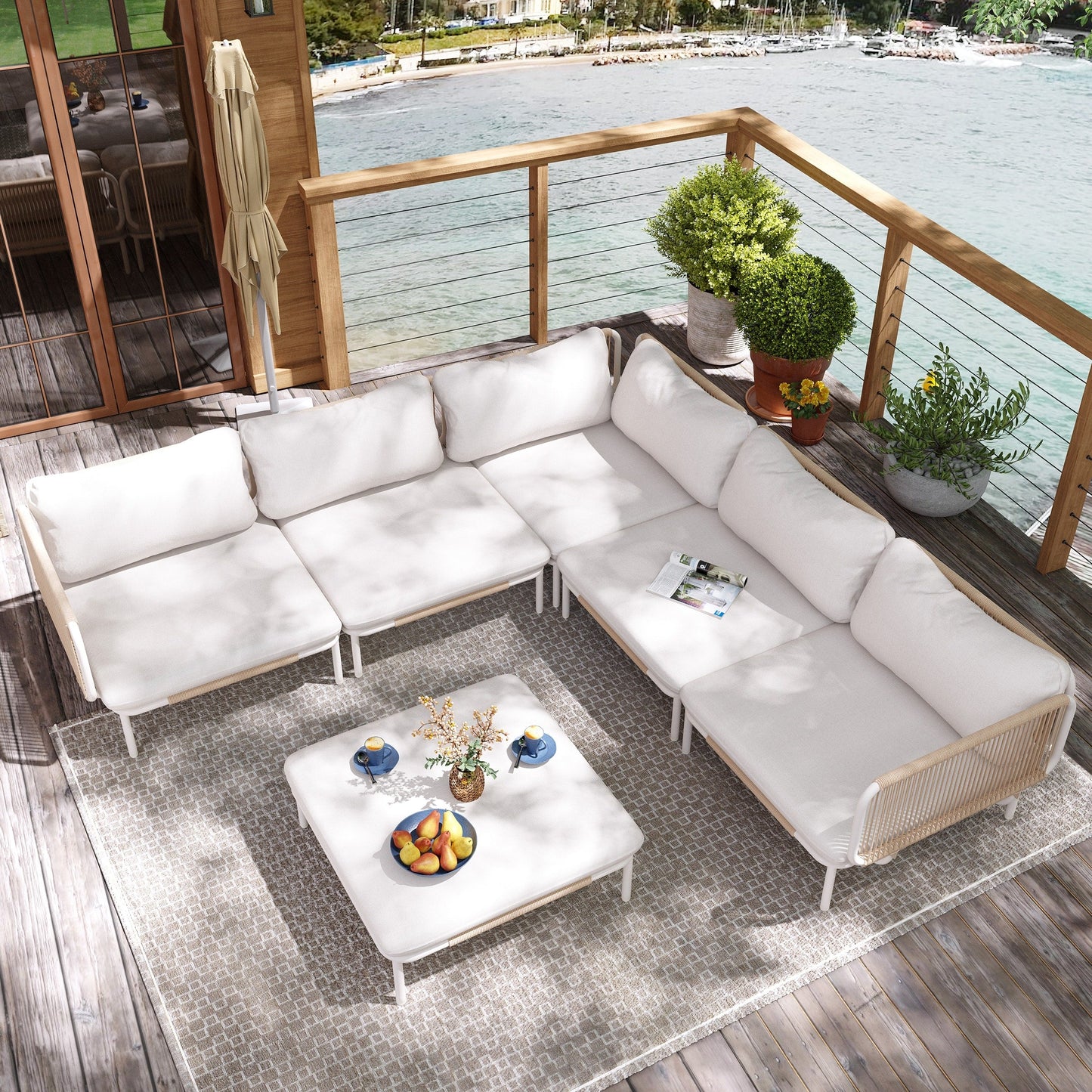 Divano componibile da esterno Pellebant, set di sedute da conversazione per patio