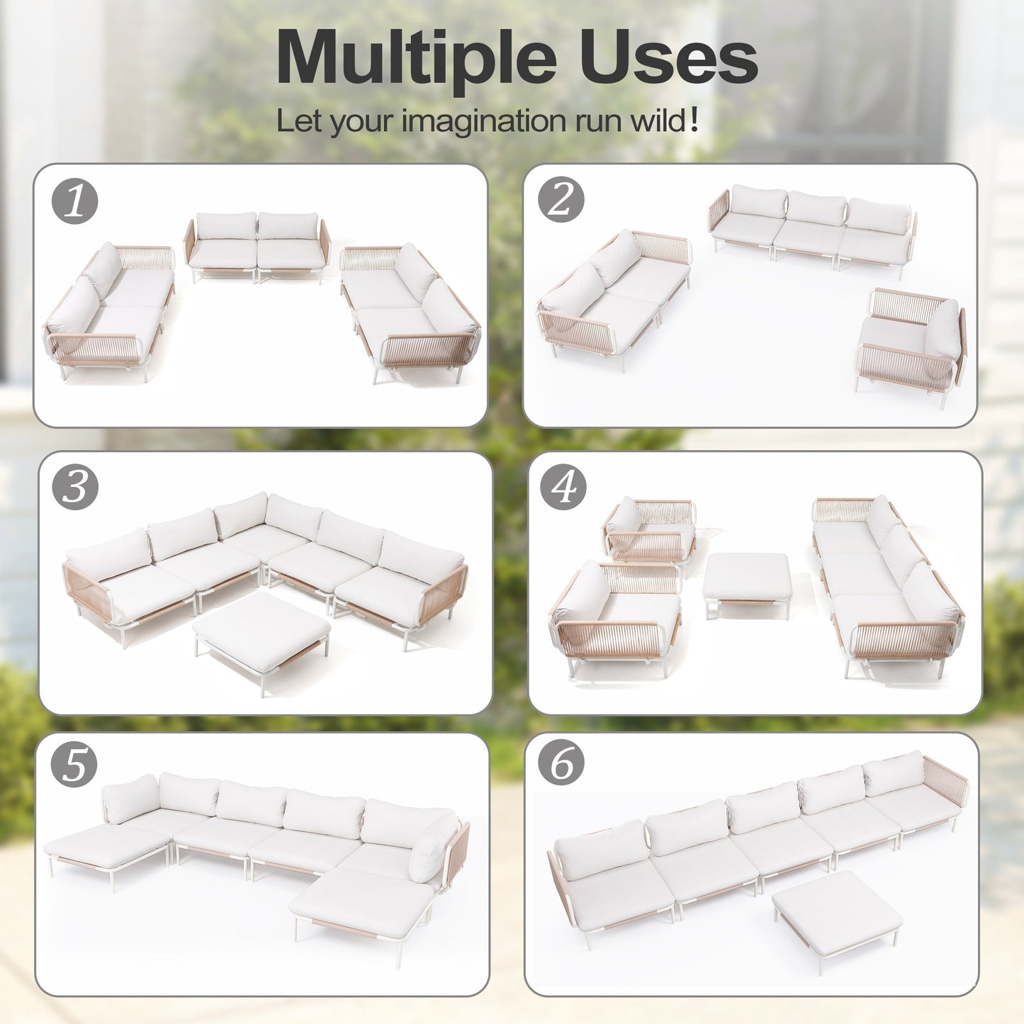 Divano componibile da esterno Pellebant, set di sedute da conversazione per patio