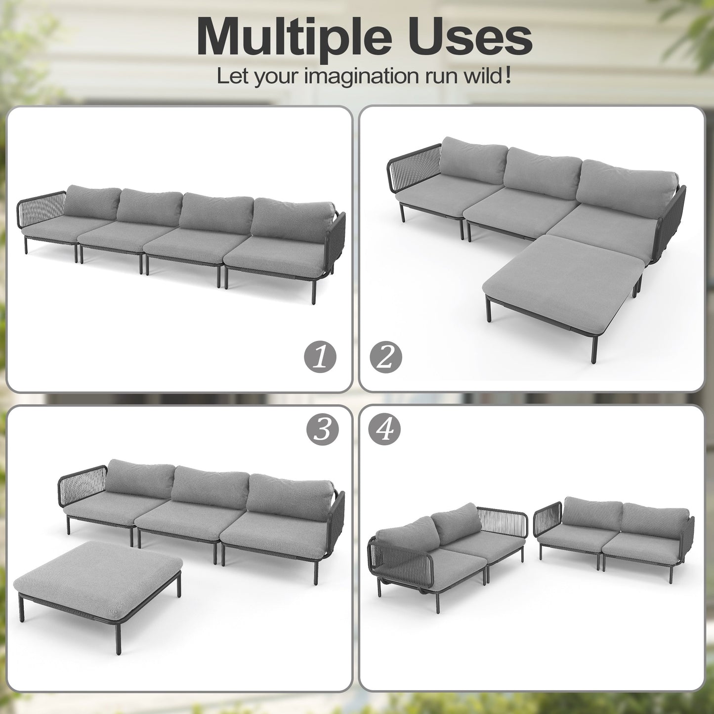 Divano componibile da esterno Pellebant, set di sedute da conversazione per patio