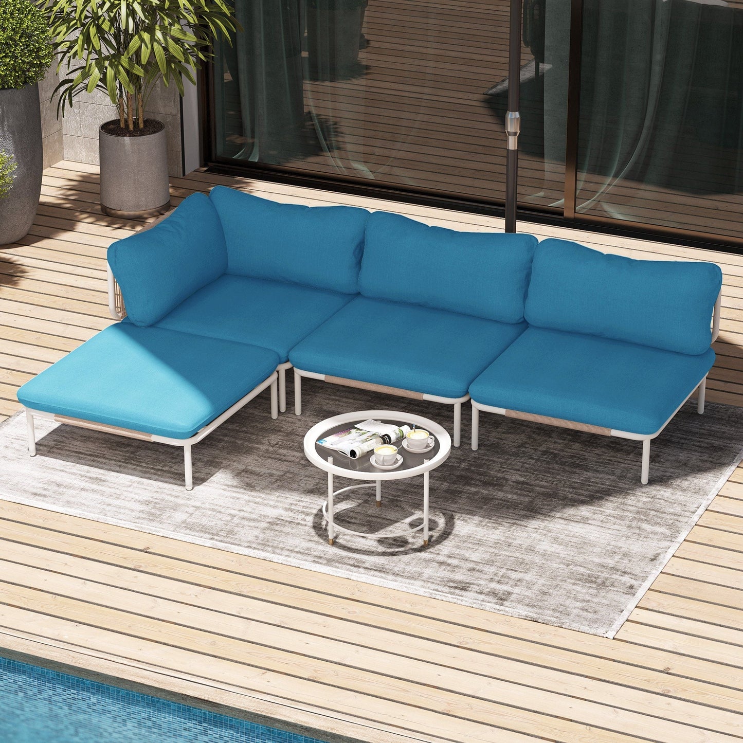 Divano componibile da esterno Pellebant, set di sedute da conversazione per patio