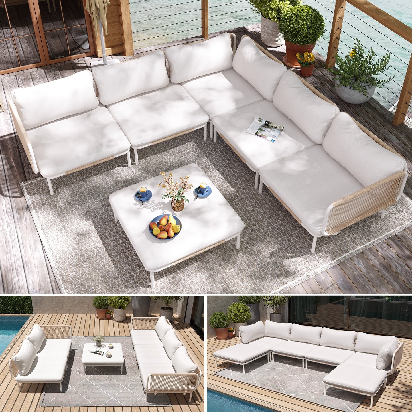 Divano componibile da esterno Pellebant, set di sedute da conversazione per patio