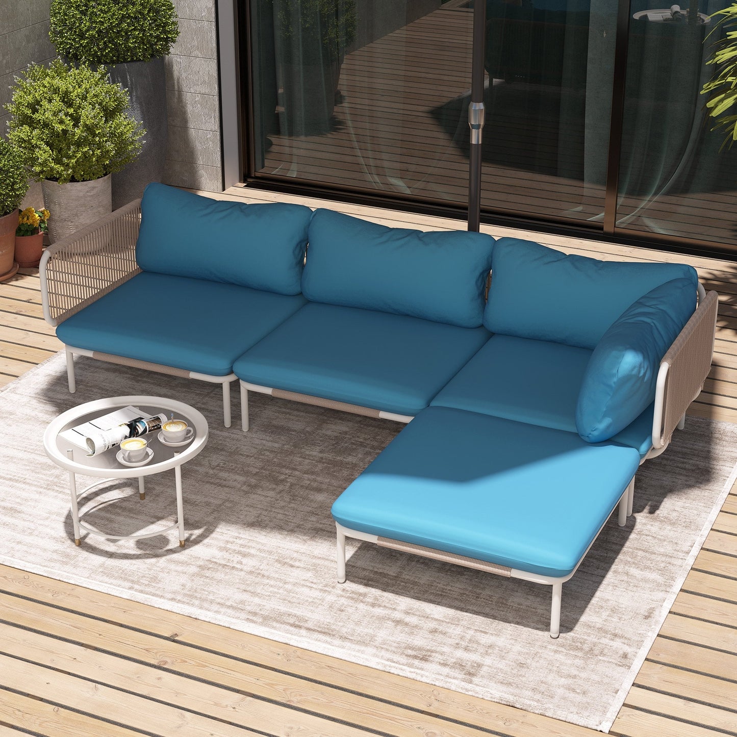 Divano componibile da esterno Pellebant, set di sedute da conversazione per patio