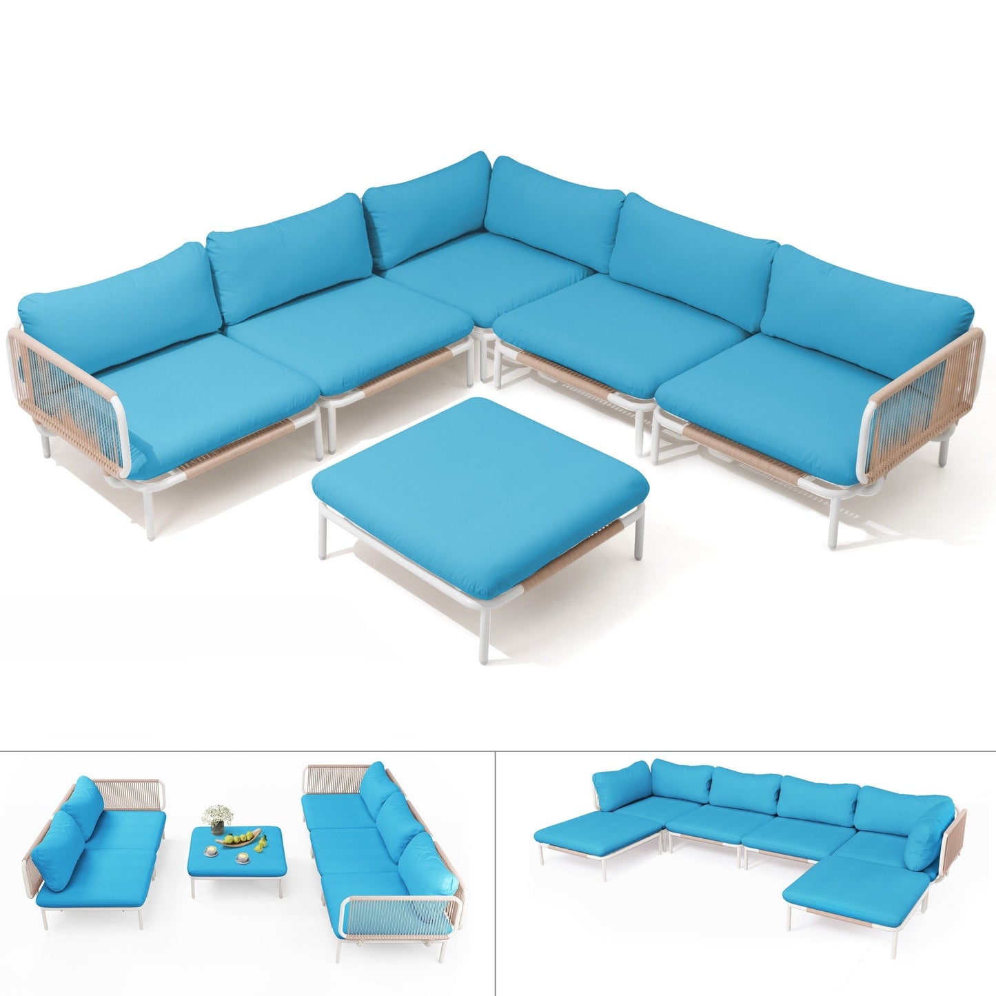 Divano componibile da esterno Pellebant, set di sedute da conversazione per patio