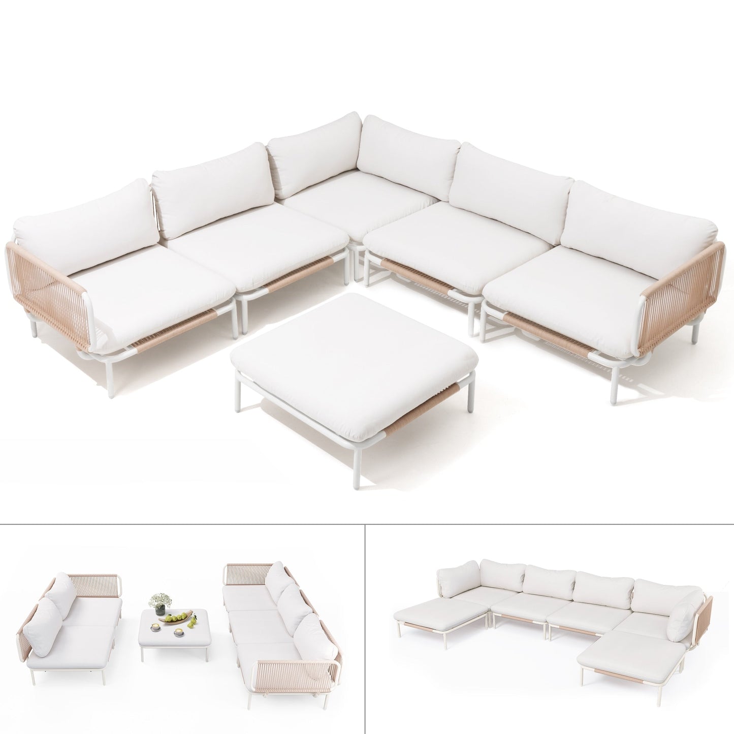 Divano componibile da esterno Pellebant, set di sedute da conversazione per patio