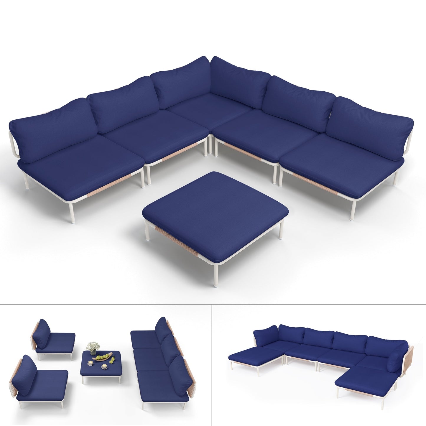 Divano componibile da esterno Pellebant, set di sedute da conversazione per patio