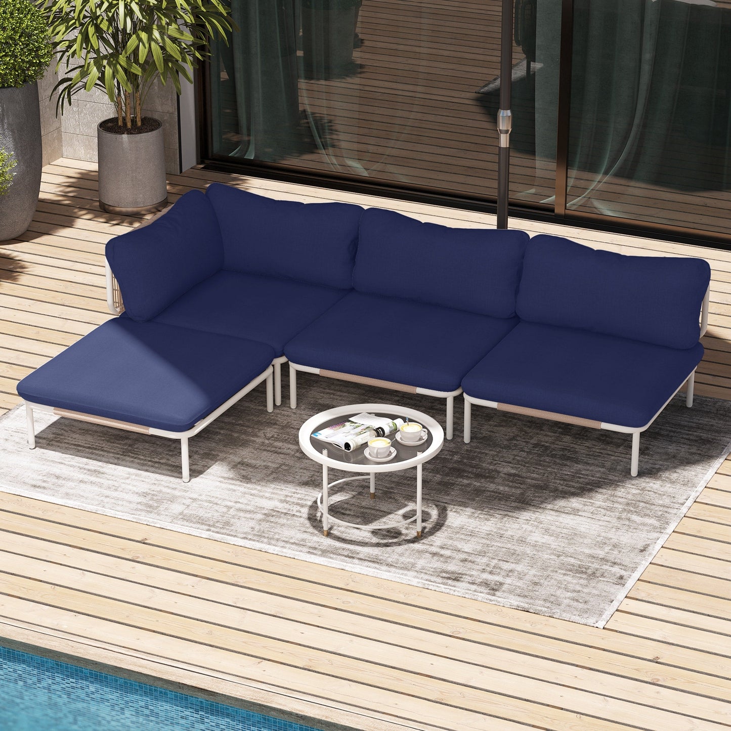 Divano componibile da esterno Pellebant, set di sedute da conversazione per patio