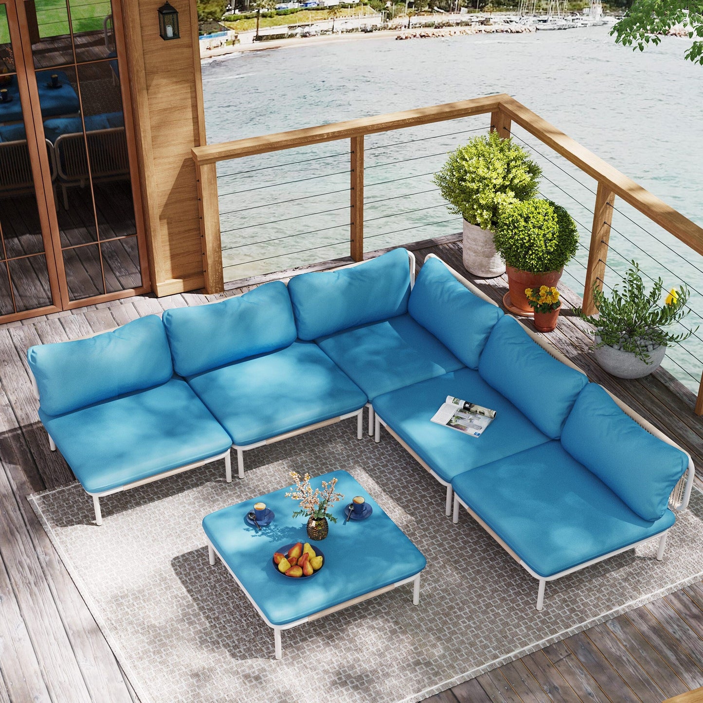 Divano componibile da esterno Pellebant, set di sedute da conversazione per patio