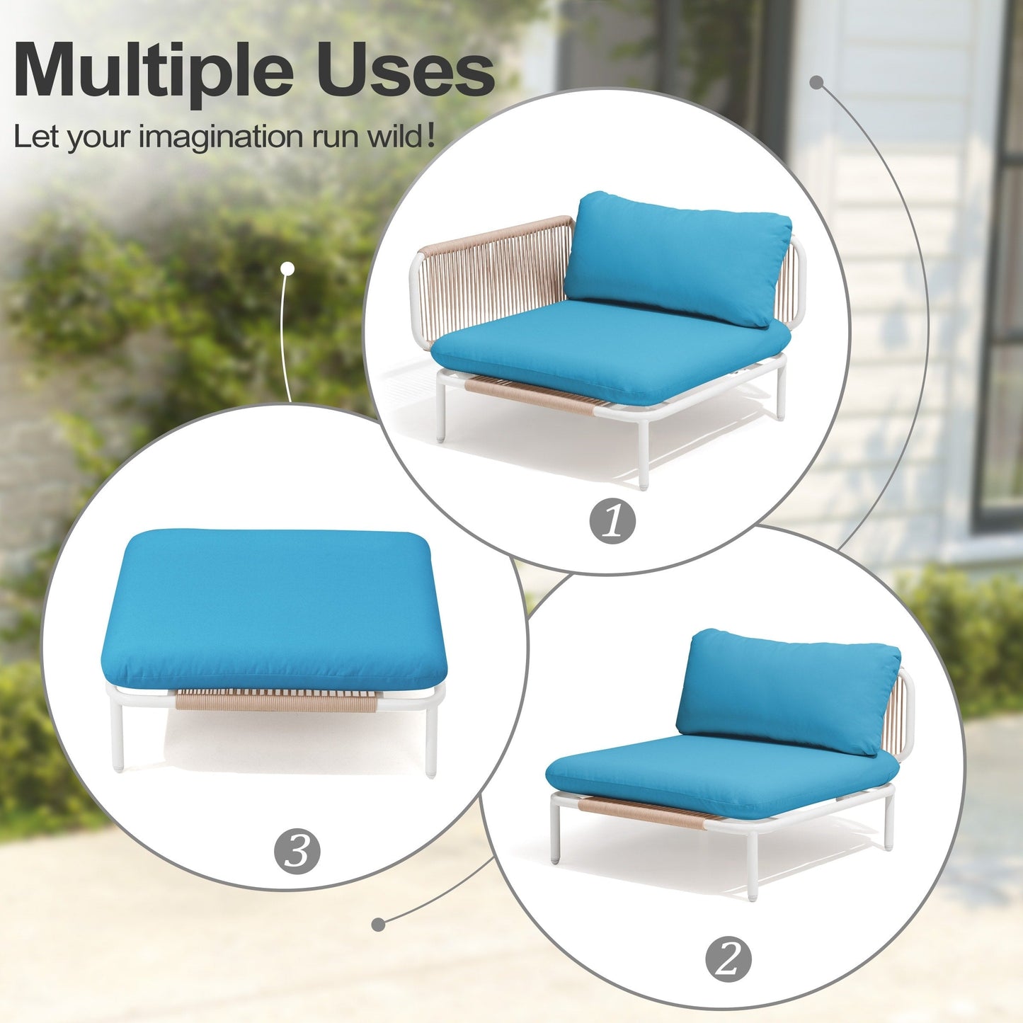 Divano componibile da esterno Pellebant, set di sedute da conversazione per patio