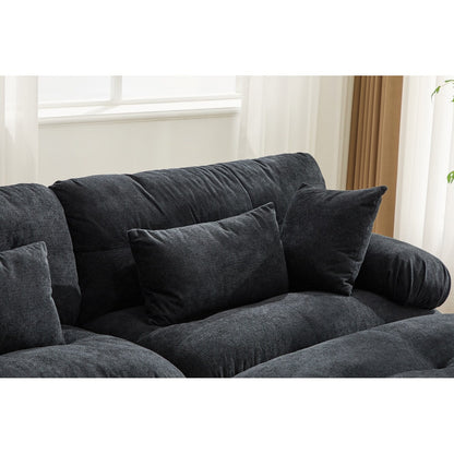 Divano a forma di U in velluto plastificato con 2 pouf, divano a 3 posti comodo combinato gratuito con cuscini per braccioli