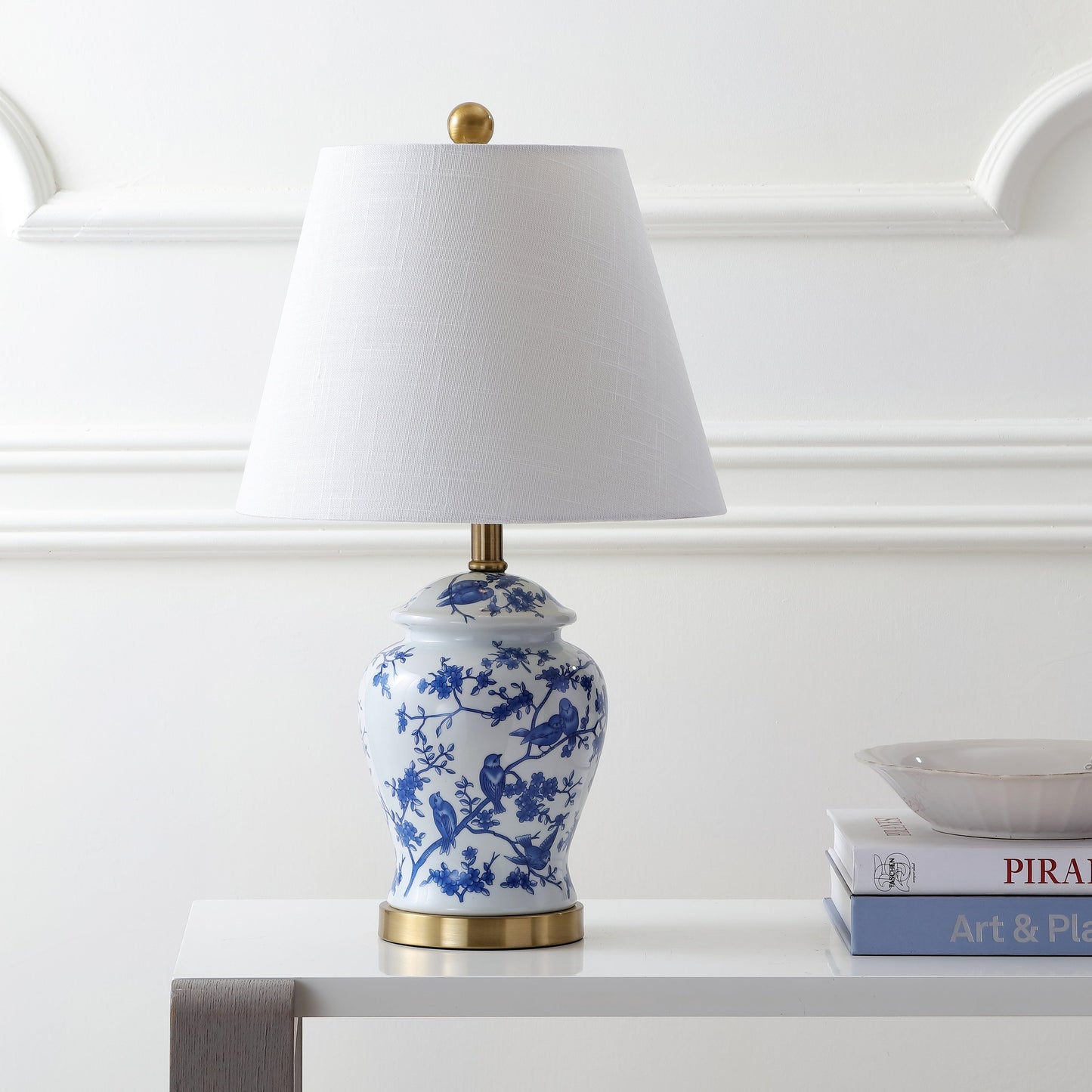 Lampada da tavolo a LED Penelope 22 Chinoiserie, blu/bianca di JONATHAN Y
