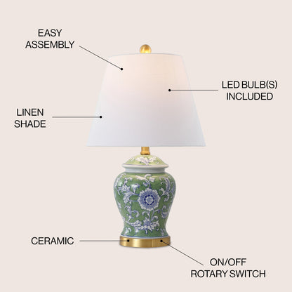 Lampada da tavolo a LED Penelope 22 Chinoiserie, blu/bianca di JONATHAN Y