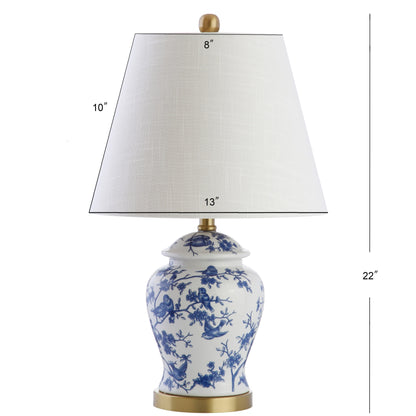 Lampada da tavolo a LED Penelope 22 Chinoiserie, blu/bianca di JONATHAN Y