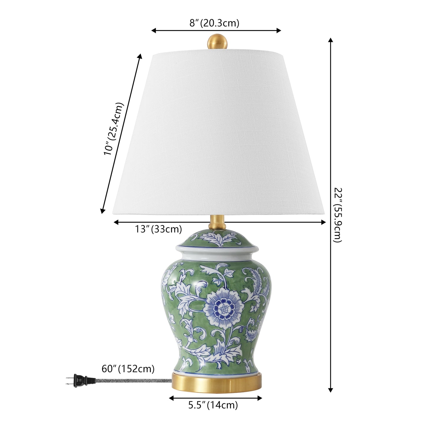 Lampada da tavolo a LED Penelope 22 Chinoiserie, blu/bianca di JONATHAN Y