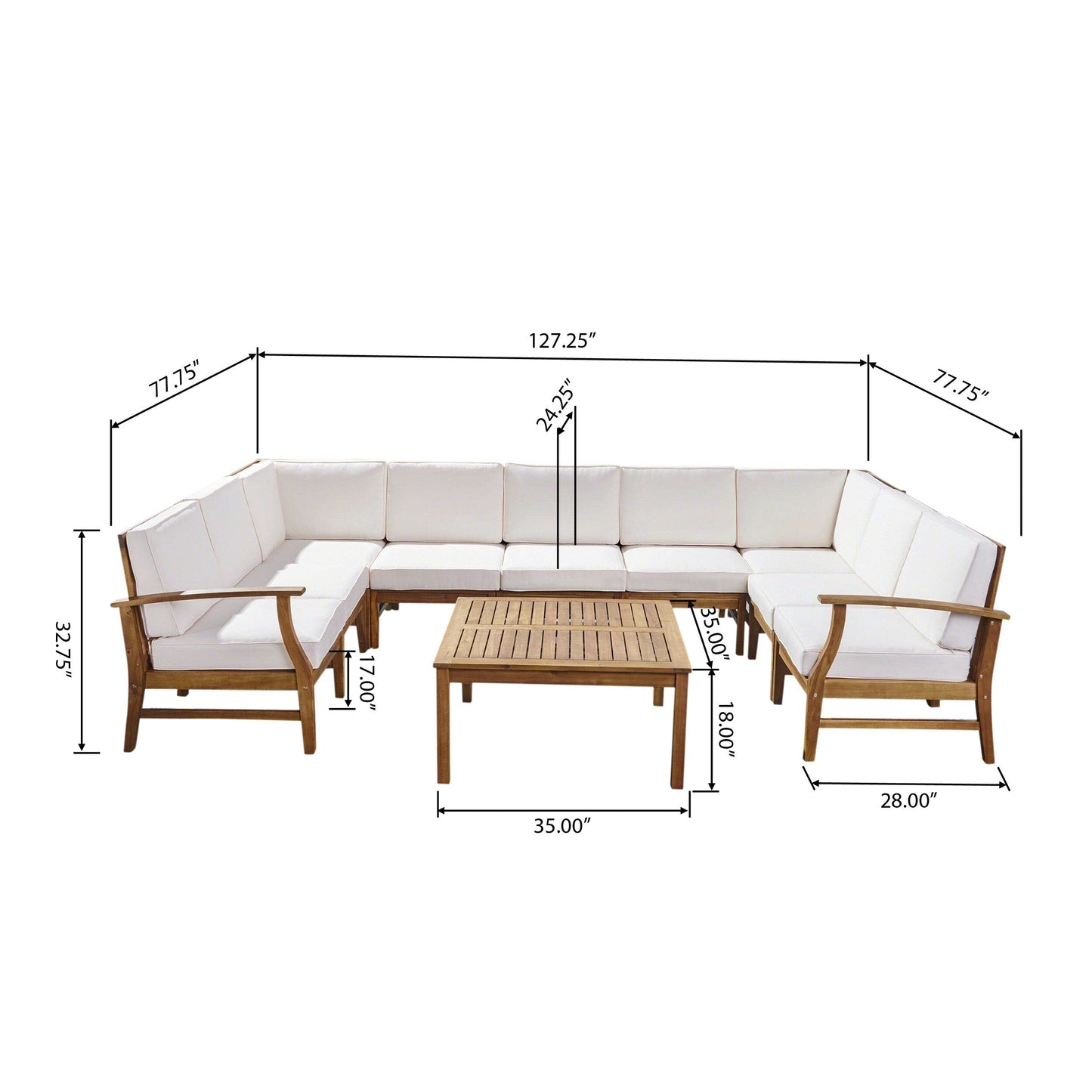 Divano componibile Perla da 9 posti in legno di acacia di Christopher Knight Home