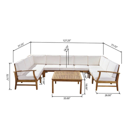 Divano componibile Perla da 9 posti in legno di acacia di Christopher Knight Home