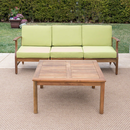 Set da 4 pezzi di divano e tavolo imbottito Perla Outdoor Acacia di Christopher Knight Home