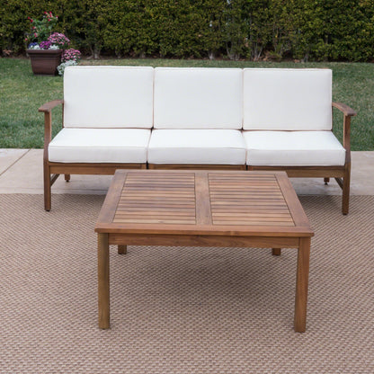 Set da 4 pezzi di divano e tavolo imbottito Perla Outdoor Acacia di Christopher Knight Home