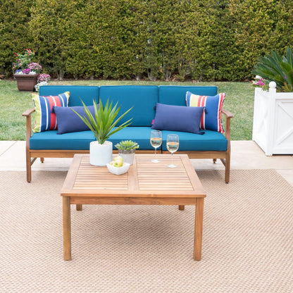 Set da 4 pezzi di divano e tavolo imbottito Perla Outdoor Acacia di Christopher Knight Home