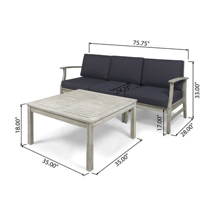 Set da 4 pezzi di divano e tavolo imbottito Perla Outdoor Acacia di Christopher Knight Home