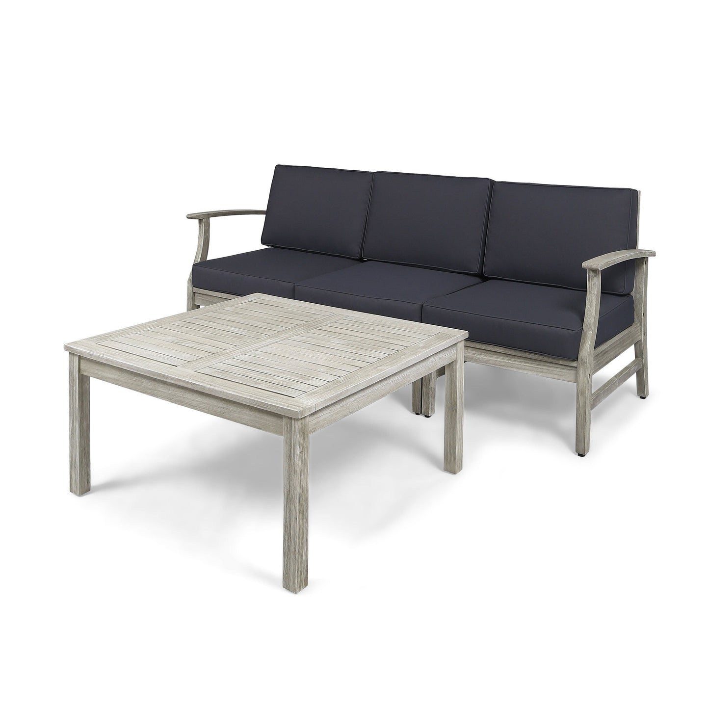 Set da 4 pezzi di divano e tavolo imbottito Perla Outdoor Acacia di Christopher Knight Home