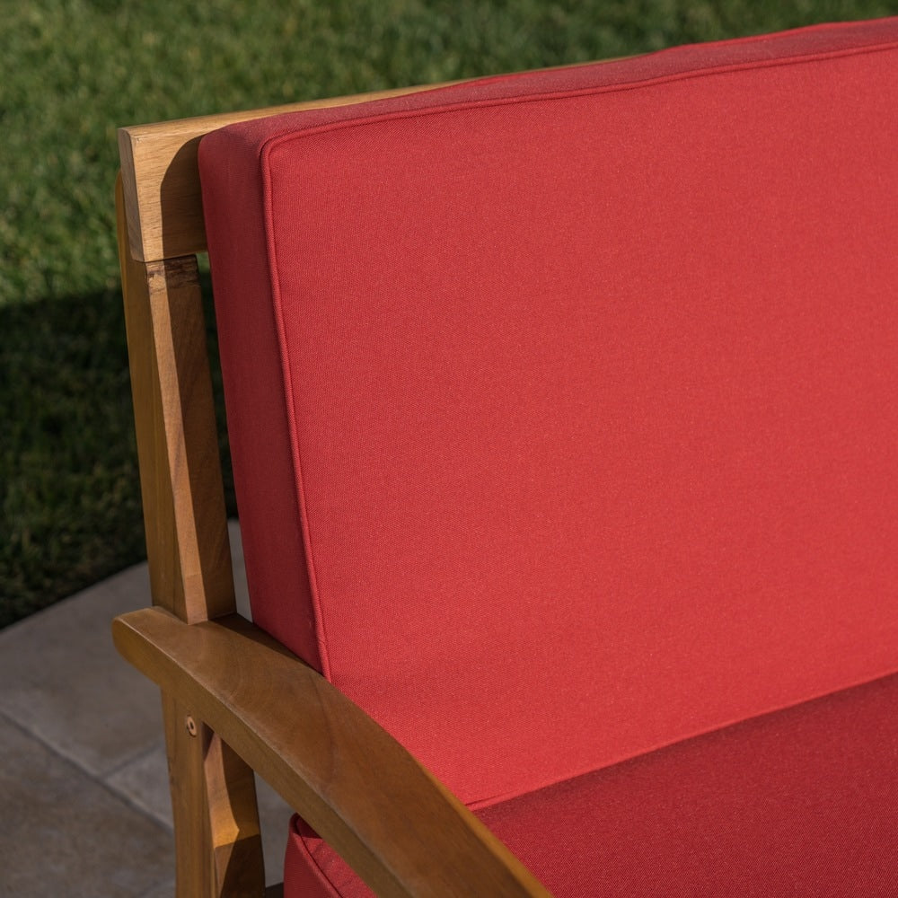 Set di divano e tavolo da esterno in legno di acacia imbottito Peyton di Christopher Knight Home