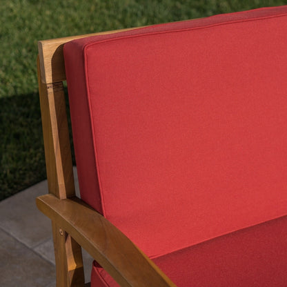 Set di divano e tavolo da esterno in legno di acacia imbottito Peyton di Christopher Knight Home