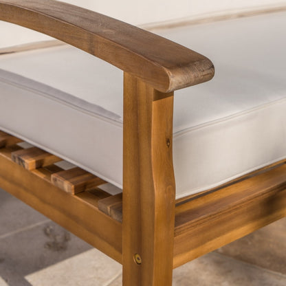 Set di divano e tavolo da esterno in legno di acacia imbottito Peyton di Christopher Knight Home