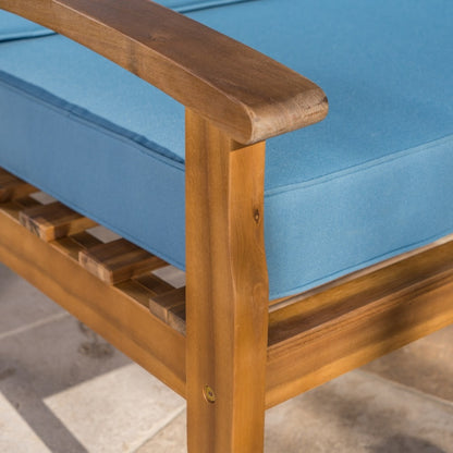 Set di divano e tavolo da esterno in legno di acacia imbottito Peyton di Christopher Knight Home