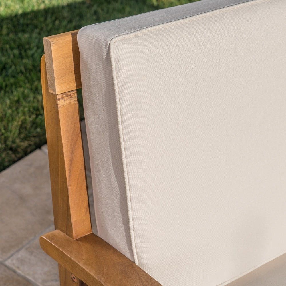 Set di divano e tavolo da esterno in legno di acacia imbottito Peyton di Christopher Knight Home