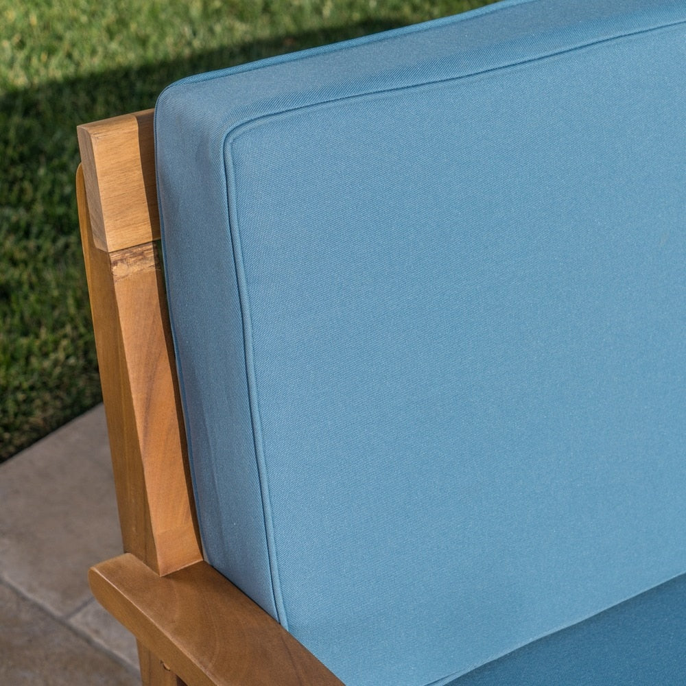 Set di divano e tavolo da esterno in legno di acacia imbottito Peyton di Christopher Knight Home