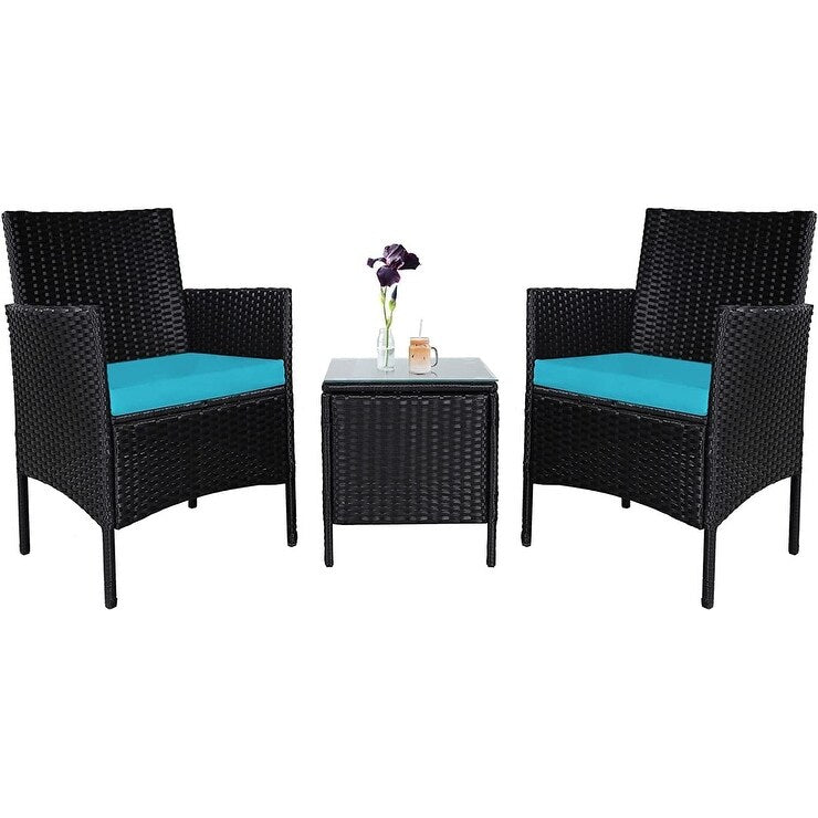 Set da bistrot imbottito in vimini da 3 pezzi per esterni Pheap di Havenside Home