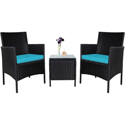 Set da bistrot imbottito in vimini da 3 pezzi per esterni Pheap di Havenside Home