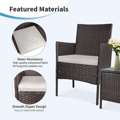 Set da bistrot imbottito in vimini da 3 pezzi per esterni Pheap di Havenside Home