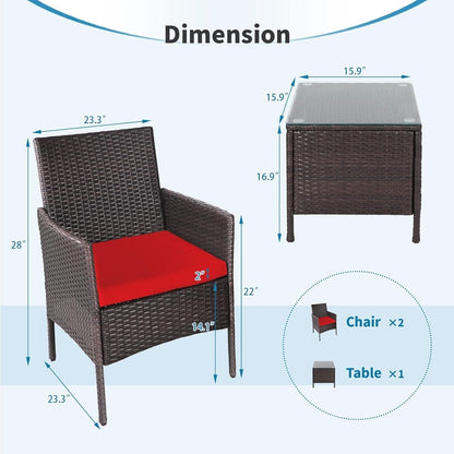 Set da bistrot imbottito in vimini da 3 pezzi per esterni Pheap di Havenside Home