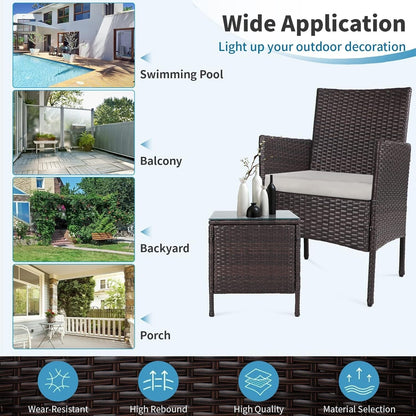 Set da bistrot imbottito in vimini da 3 pezzi per esterni Pheap di Havenside Home