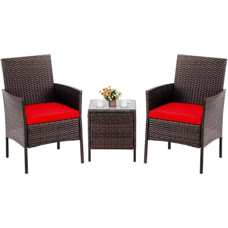 Set da bistrot imbottito in vimini da 3 pezzi per esterni Pheap di Havenside Home