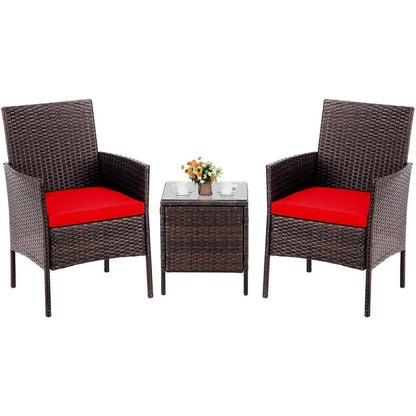 Set da bistrot imbottito in vimini da 3 pezzi per esterni Pheap di Havenside Home