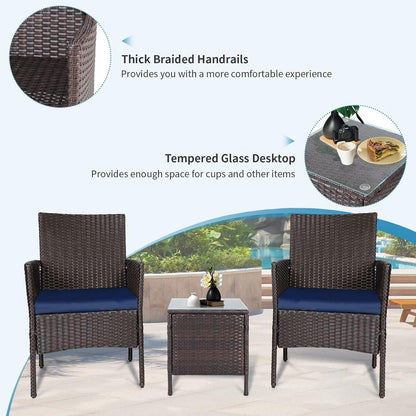 Set da bistrot imbottito in vimini da 3 pezzi per esterni Pheap di Havenside Home