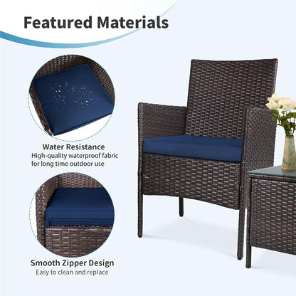 Set da bistrot imbottito in vimini da 3 pezzi per esterni Pheap di Havenside Home