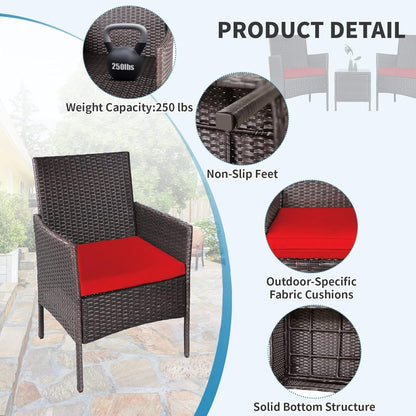 Set da bistrot imbottito in vimini da 3 pezzi per esterni Pheap di Havenside Home