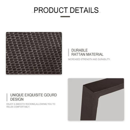 Set da bistrot a dondolo in vimini nero/marrone da 3 pezzi per patio esterno Pheap di Havenside Home