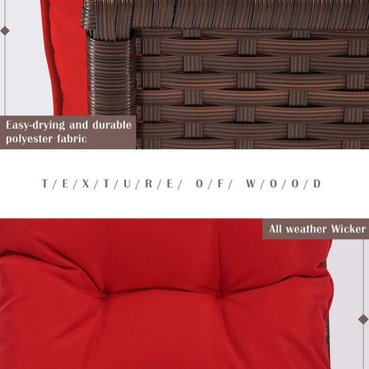 Set da bistrot a dondolo in vimini nero/marrone da 3 pezzi per patio esterno Pheap di Havenside Home