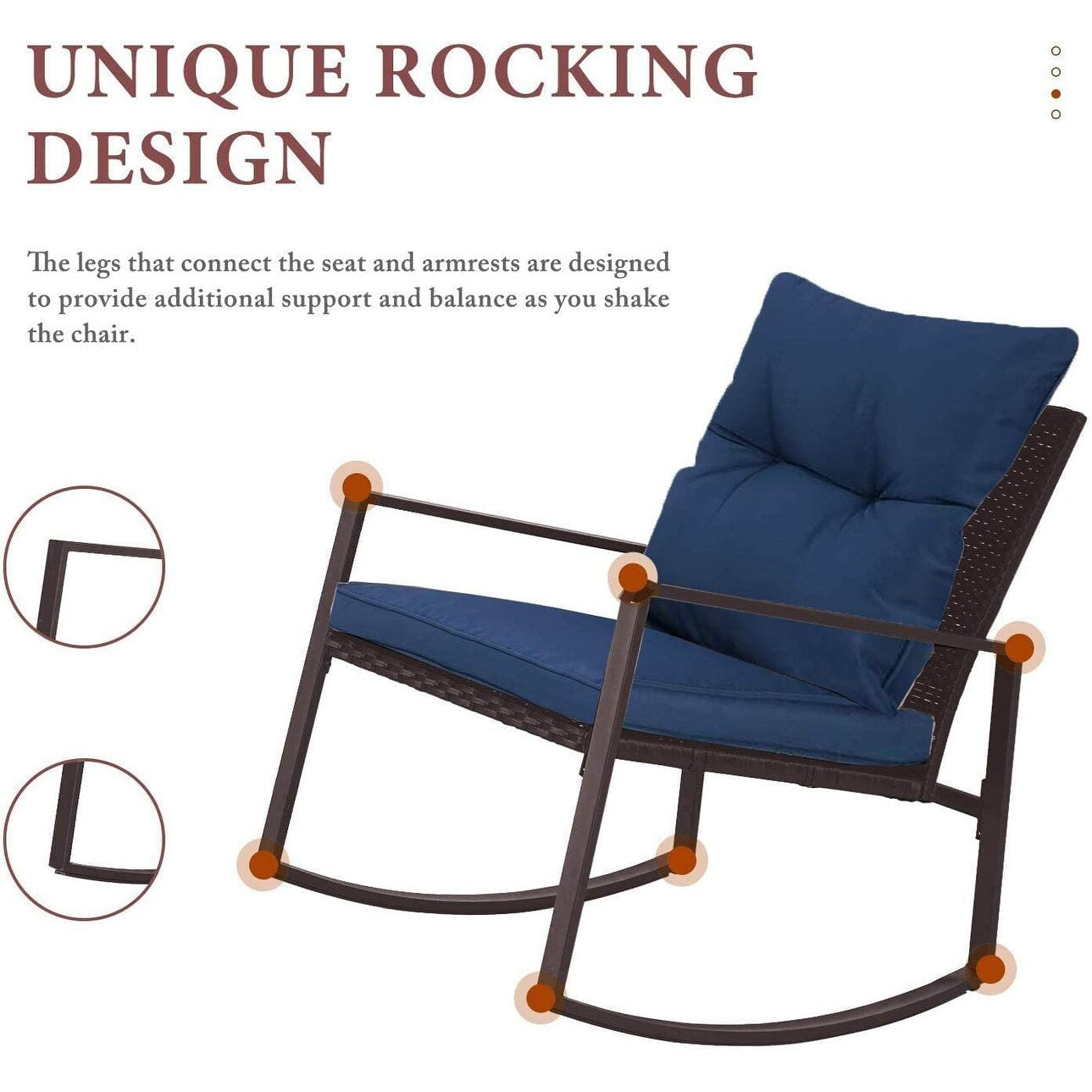 Set da bistrot a dondolo in vimini nero/marrone da 3 pezzi per patio esterno Pheap di Havenside Home